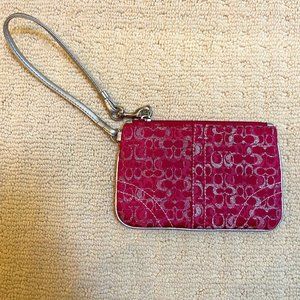 Pink and Silver Coach Wristlet